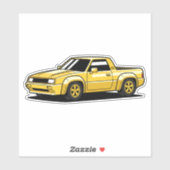 Sticker Ramassé Toon de camionnette jaune gras (Feuille)