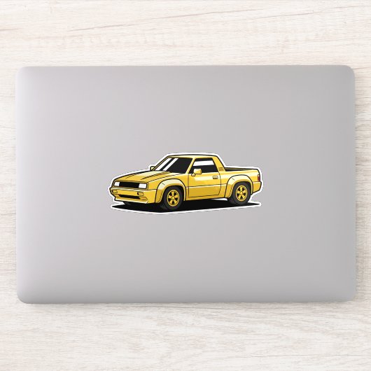 Sticker Ramassé Toon de camionnette jaune gras (Ordinateur)