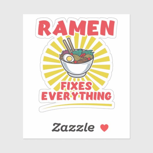 Sticker Ramen Fixe tout - Drôle Ramen Conception de devis (Feuille)