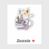 Sticker Ramen mangeant des chats (Feuille)