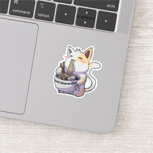 Sticker Ramen mangeant des chats