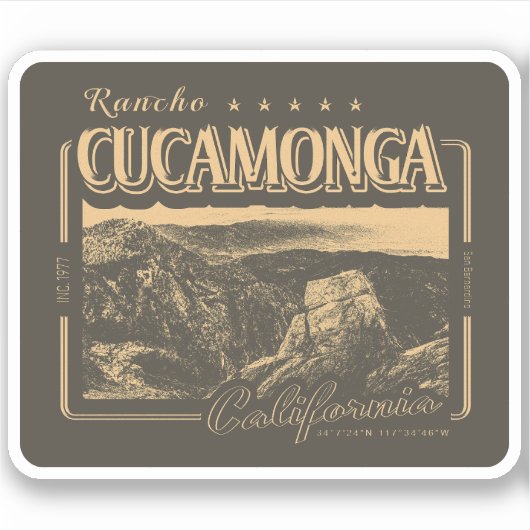 STICKER RANCHO CUCAMONGA CALIFORNIA - CUCAMONGA PEAK (Devant)