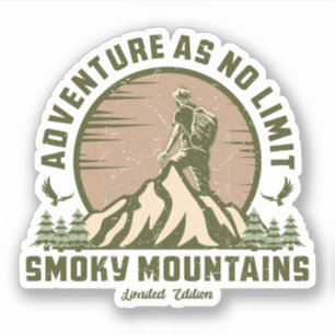 Sticker Randonnée pédestre de la montagne fumée Retro