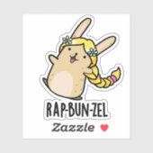Sticker Rap-bun-zel Funny Bunny Pun (Feuille)
