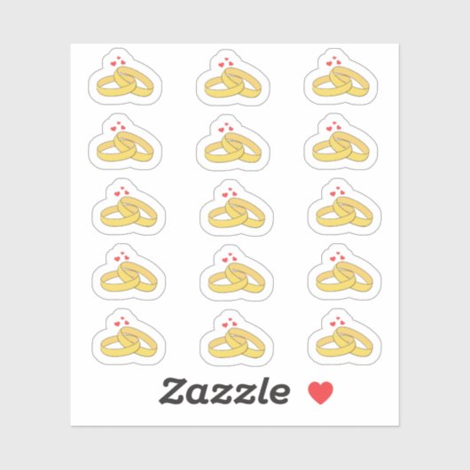 Sticker Rappel de date d'anniversaire de mariage Anneaux P (Feuille)