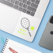 Sticker Raquette de tennis et balle gris et vert (Ordinateur portable avec iPhone)