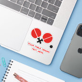 Sticker Raquettes de ping-pong et boule noir, rouge (Ordinateur portable avec iPhone)