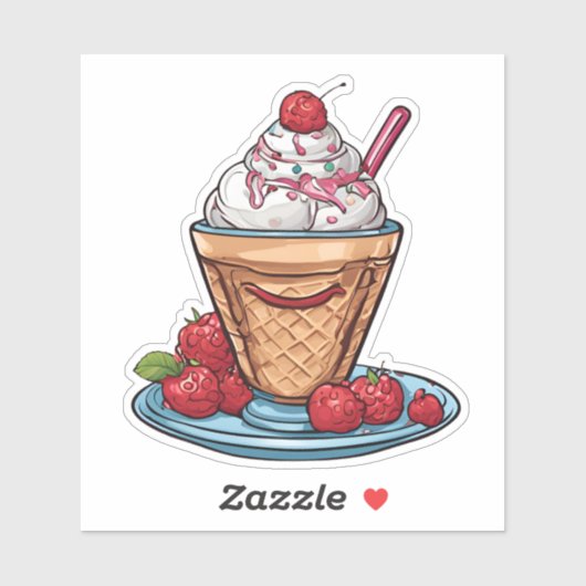 Sticker Raspberry Sundae étanche (Feuille)
