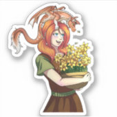 Sticker Rassembler les fleurs avec un dragon (Devant)