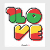 Sticker Rasta Rouge Jaune Vert One Love (Feuille)