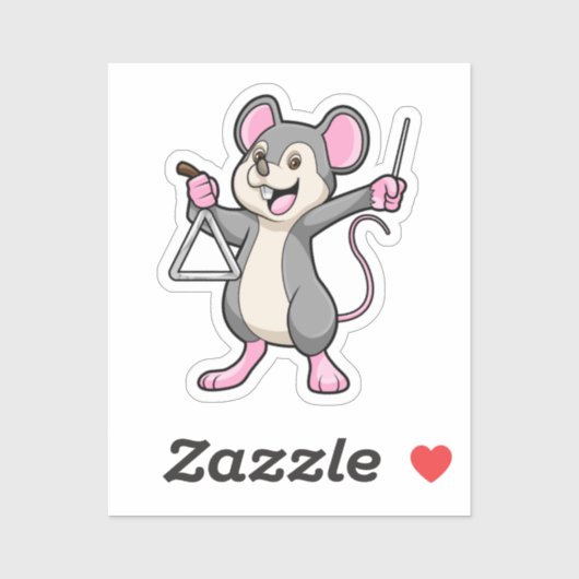 Sticker Rat à Musique avec Triangel (Feuille)