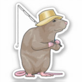 Sticker Rat at Fishing with Fishing rod (Recto)