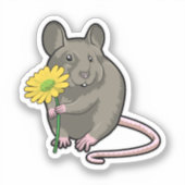 Sticker Rat avec fleurs jaunes (Recto)