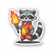 Sticker Raton laveur avec torche (Recto)