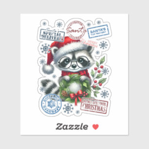 Sticker Raton laveur joyeux célèbre les vacances