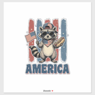 Sticker Raton laveur patriotique America conception de t-s
