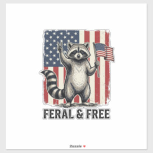 Sticker Raton laveur patriotique sauvage et libre Chemise