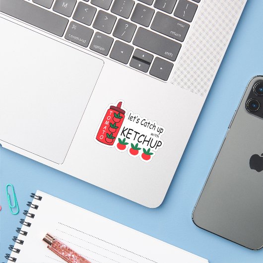 Sticker Rattrapons Avec Ketchup Fast Food Restaurant (Ordinateur portable avec iPhone)