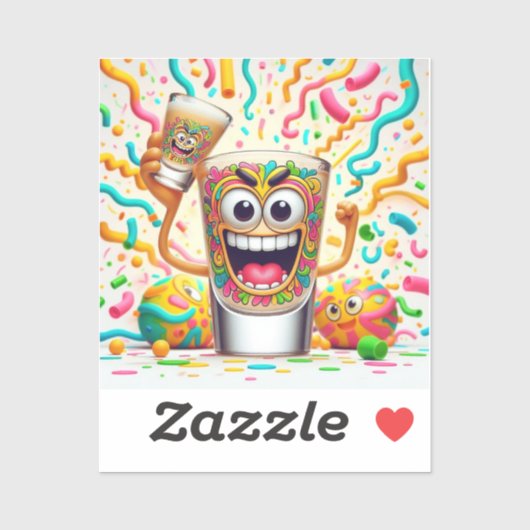 Sticker Rave Party Shot Glass – vibrant Fun  (Feuille)