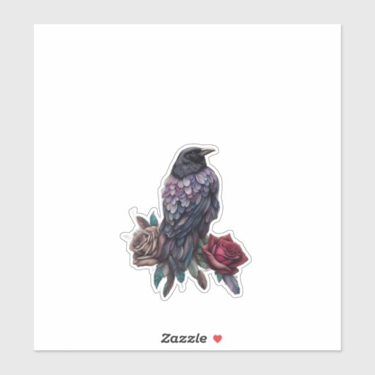 Sticker Raven et Roses Beau (Feuille)