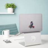 Sticker Raven et Roses Beau (Ordinateur portable sur le bureau)