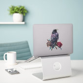 Sticker Raven et Roses Beau (Ordinateur portable sur le bureau)