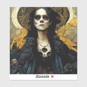 Sticker Raven Witch 3 Imaginaire Horreur Goth Gothique