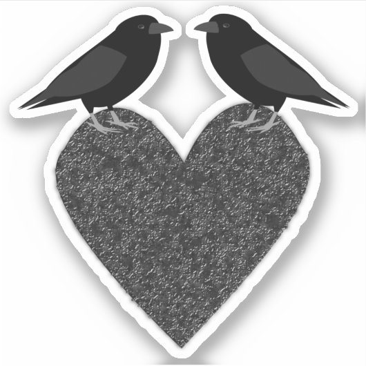 Sticker Ravens gothiques et Coeur noir (Devant)