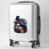 Sticker Ravins et Roses : conception gothique du crâne (Sur valise)