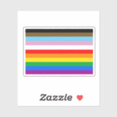 Sticker Rayures du drapeau de progrès LGBTQ+ (Feuille)