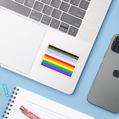 Sticker Rayures du drapeau de progrès LGBTQ+ (Ordinateur portable avec iPhone)