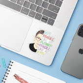 Sticker RBG Ruth Bader Ginsburg Fragile comme une fleur (Ordinateur portable avec iPhone)