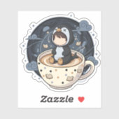 Sticker Reading Penguin with Warm Cup (Feuille)