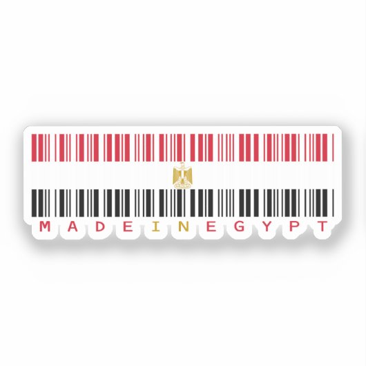 Sticker Réalisé en Egypte Baguette de drapeau à code barre (Recto)