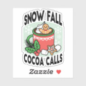 Sticker Réchauffez-vous avec les appels de cacao de neige  (Feuille)