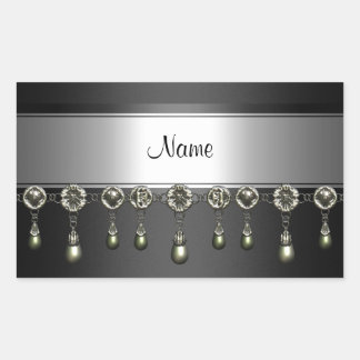 Sticker Rechthoek Zwart Zilver Chroom Jewel trim