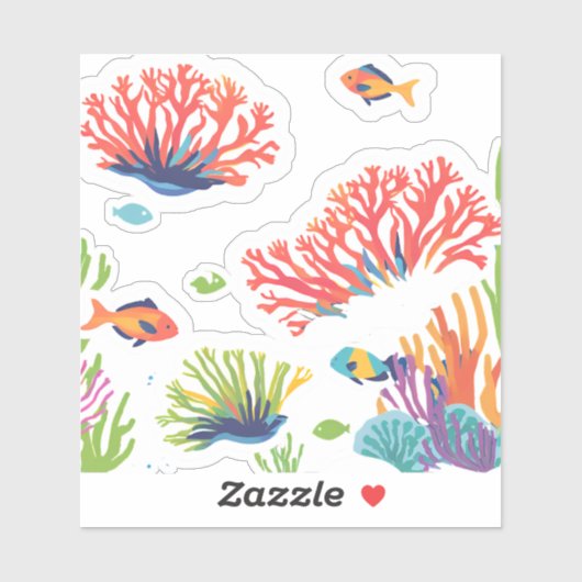 Sticker Récif caraïbe heureux  (Feuille)