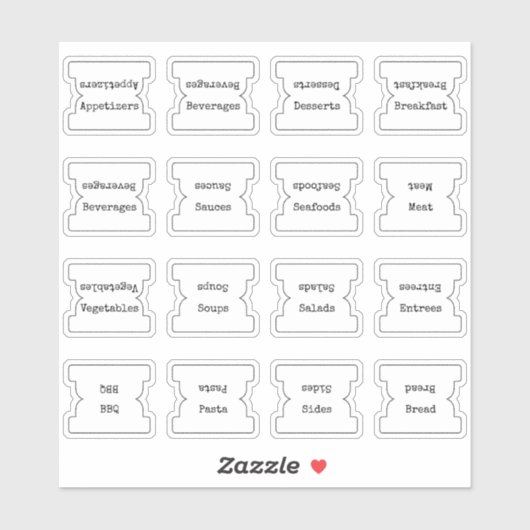 Sticker Recipe Index Divider Side Tab White Folding (Feuille)