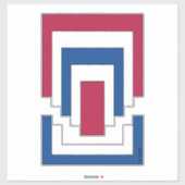 Sticker Rectangle Abstrait en rouge, blanc et bleu (Feuille)
