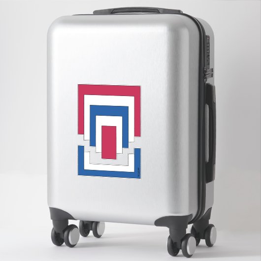 Sticker Rectangle Abstrait en rouge, blanc et bleu (Sur valise)
