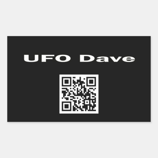 Sticker rectangle avec logo UFO Dave et code QR (Devant)
