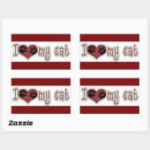 Sticker rectangle classique/I Love my Cat (Feuille)