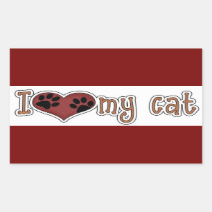 Sticker rectangle classique/I Love my Cat
