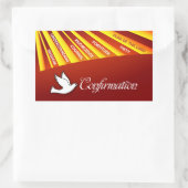 Sticker rectangle, confirmation, colombe sur rouge (Sac)