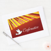 Sticker rectangle, confirmation, colombe sur rouge (Enveloppe)