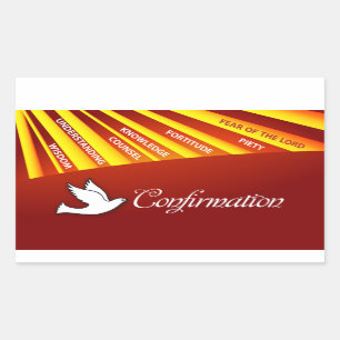 Sticker rectangle, confirmation, colombe sur rouge