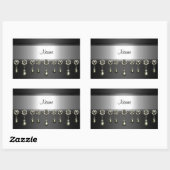Sticker Rectangle Noir Argent Chrome bijou trim (Feuille)