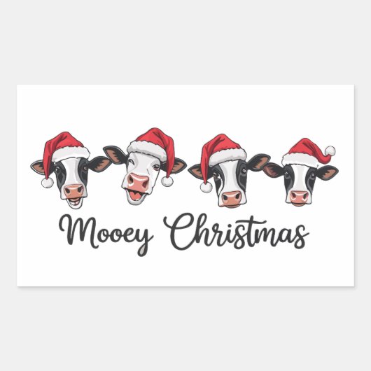 Sticker Rectangulaire С ute Vaches de Noël Mooey Xmas Heifer Highland Va (Devant)