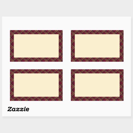 STICKER RECTANGULAIRE タータンチェック(ワインレッド)        (Feuille)