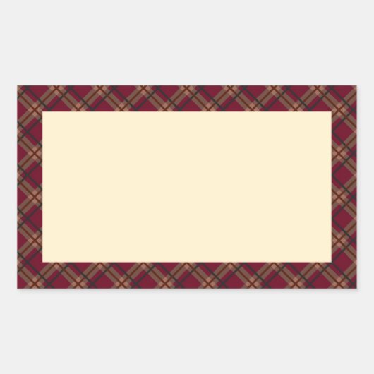 STICKER RECTANGULAIRE タータンチェック(ワインレッド)        (Devant)